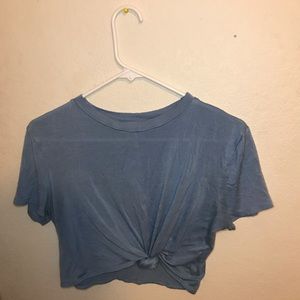 Blue tie crop top
